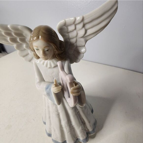 Lladro Figurine Christmas Tree Topper Angel Harp Mint  Made Spain - Picture 5 of 9